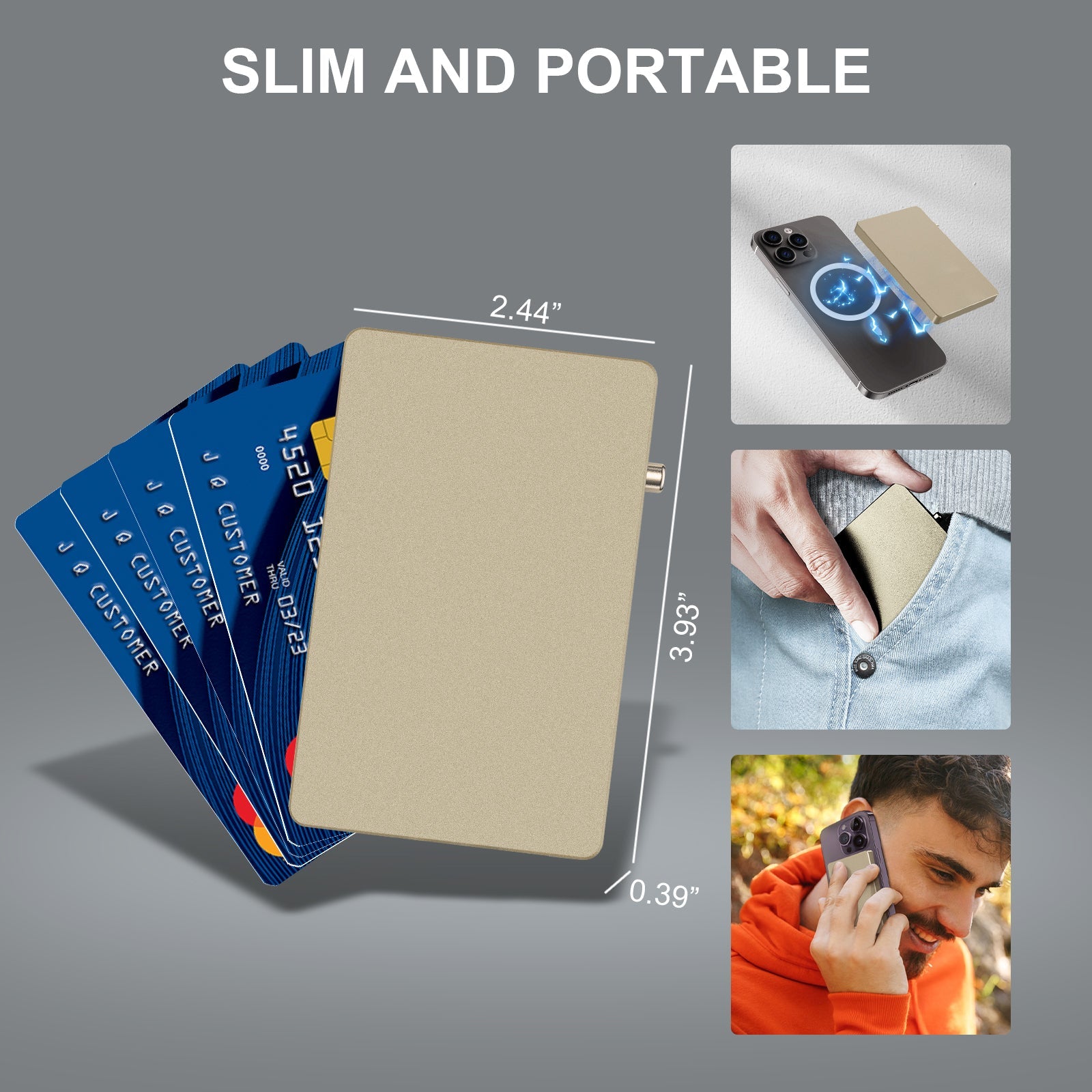 Portefeuille Aluminium Pop-Up RFID Homme – Slim, Anti-Vol, 5 Cartes