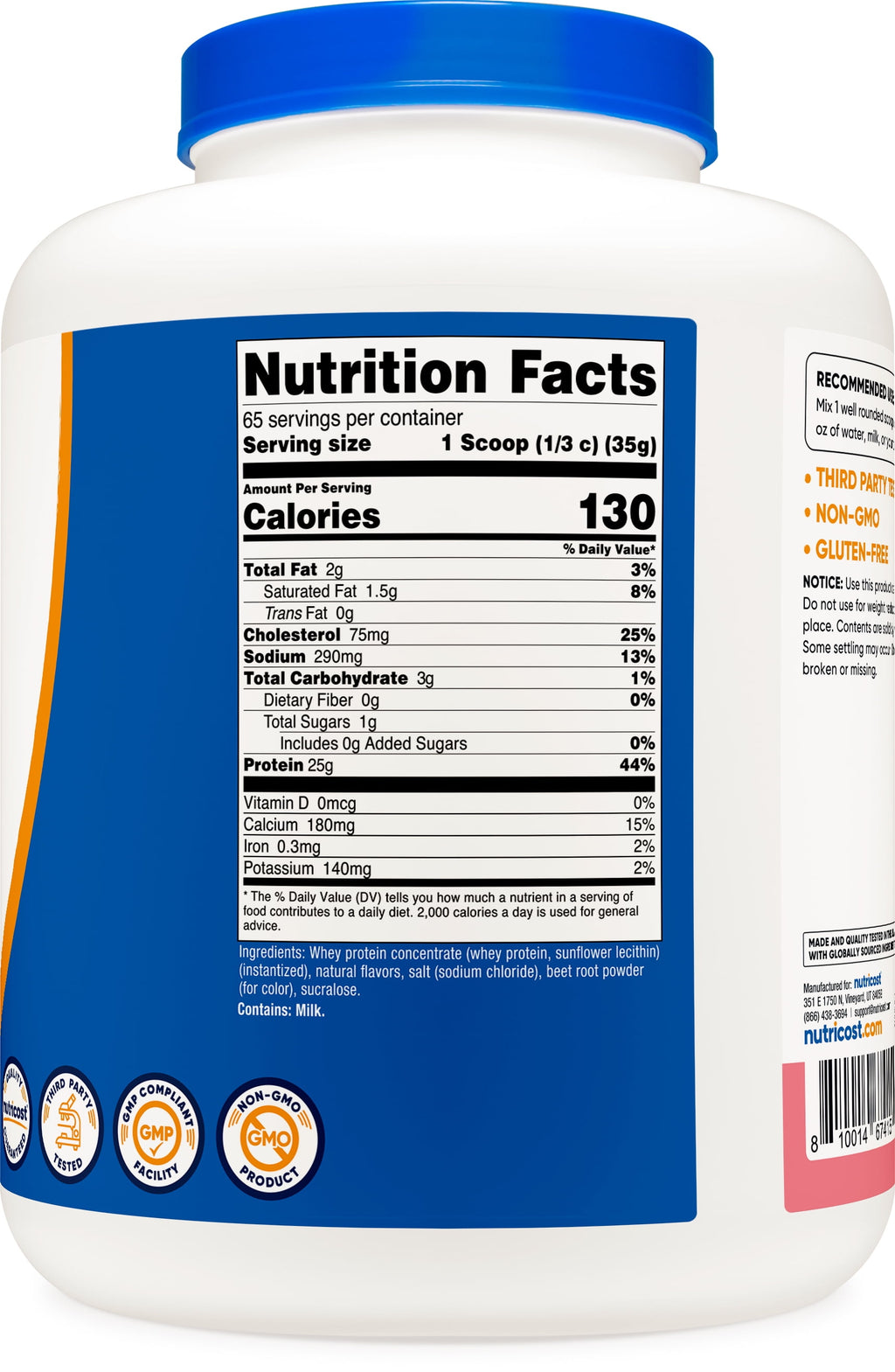 Whey Protein Concentrate Powder (Strawberry Milkshake) 5LBS - Protein Supplement