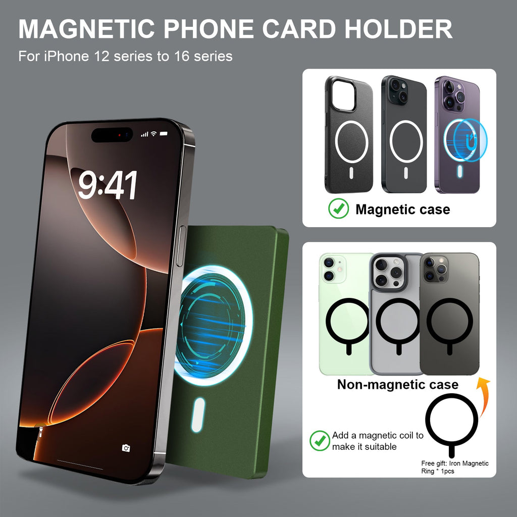 Porte-Cartes Magnétique MagSafe Aluminium – Pop-Up RFID, Compatible iPhone 12+