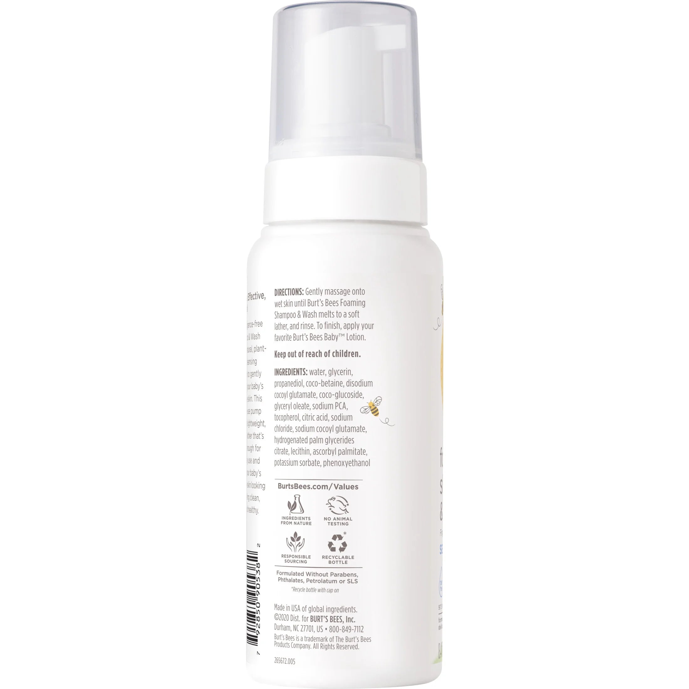 Baby Sensitive Foaming Shampoo and Wash, Fragrance Free, Tear Free, 8.4 Fluid Ounces