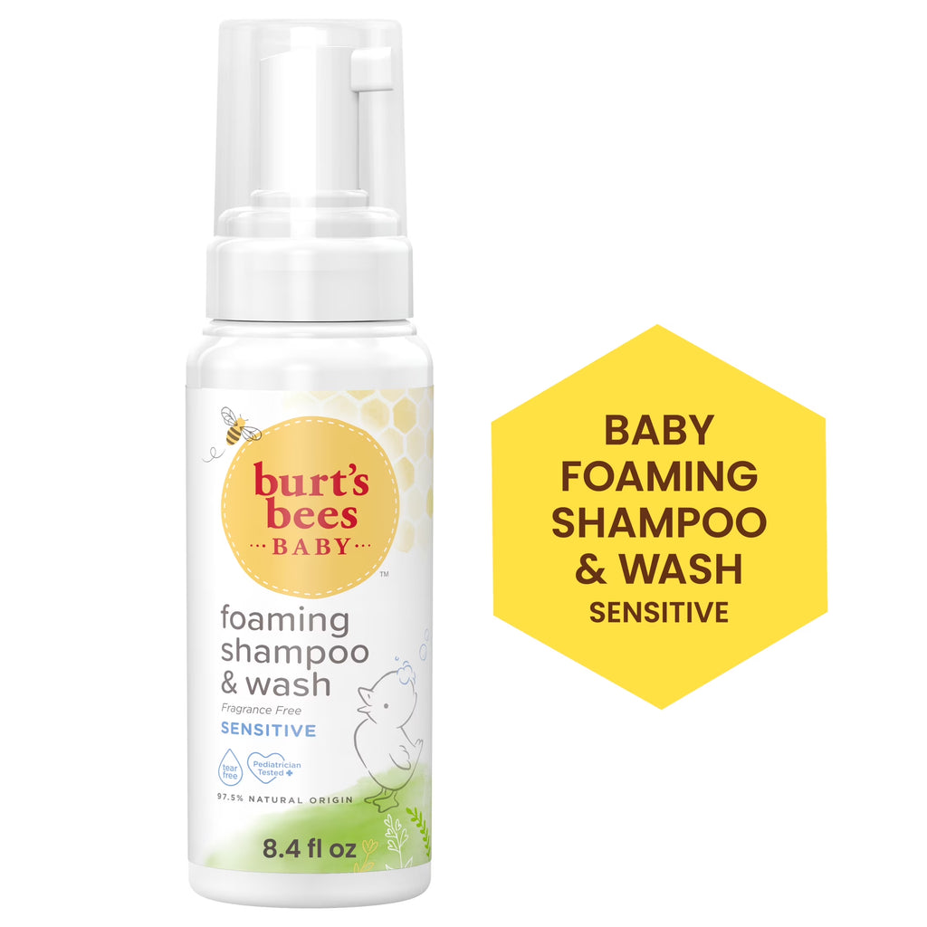 Baby Sensitive Foaming Shampoo and Wash, Fragrance Free, Tear Free, 8.4 Fluid Ounces