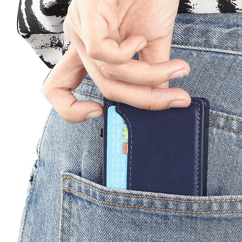 Portefeuille Cuir & Aluminium Pop-Up RFID Homme – 7 Cartes, 2 Poches Billets