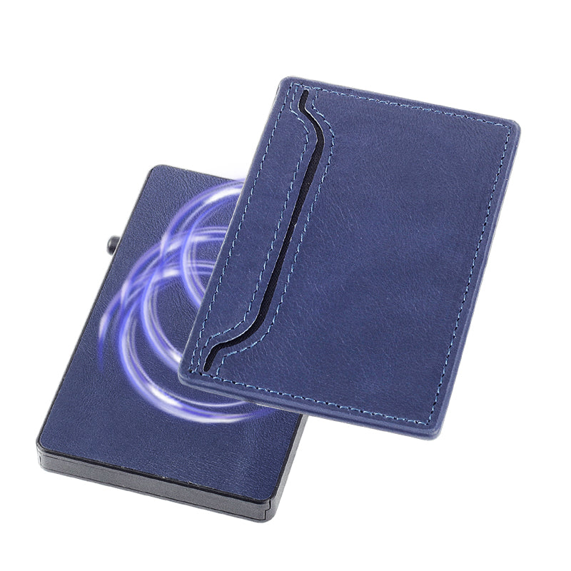 Portefeuille Cuir & Aluminium Pop-Up RFID Homme – 7 Cartes, 2 Poches Billets
