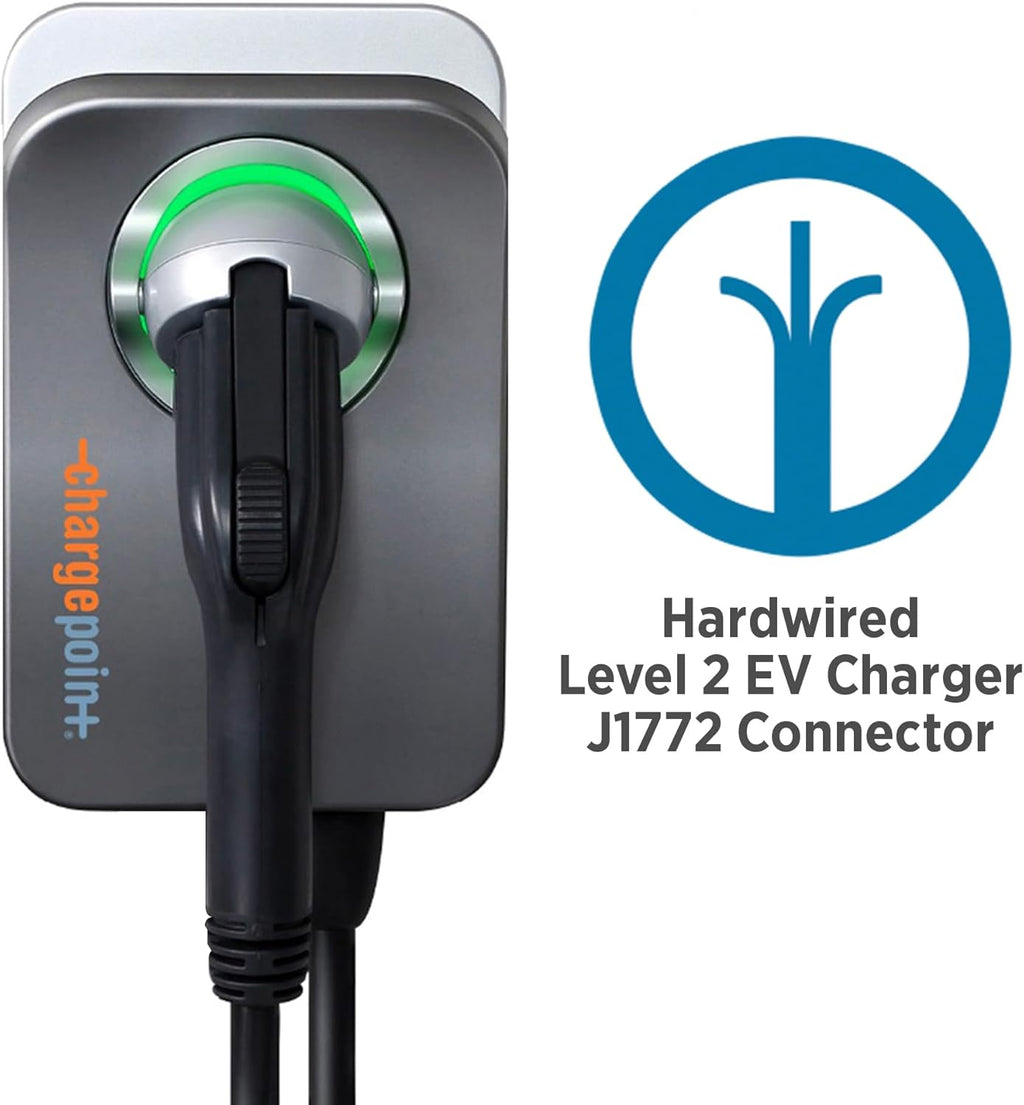 Level 2 240V Smart Home Flex Hardwire Outdoor Charging Station and Cable for 20-80A Circuit Breaker for Electric Cars, Gray