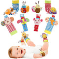 Soft Baby Rattle Wrist Rattle Foot Finder Socks Set,Cotton and Plush Stuffed Infant Toys,Birthday Holiday Birth Present Gift for Newborn Boy Girl Kids Toddler (8Pcs-B Set)
