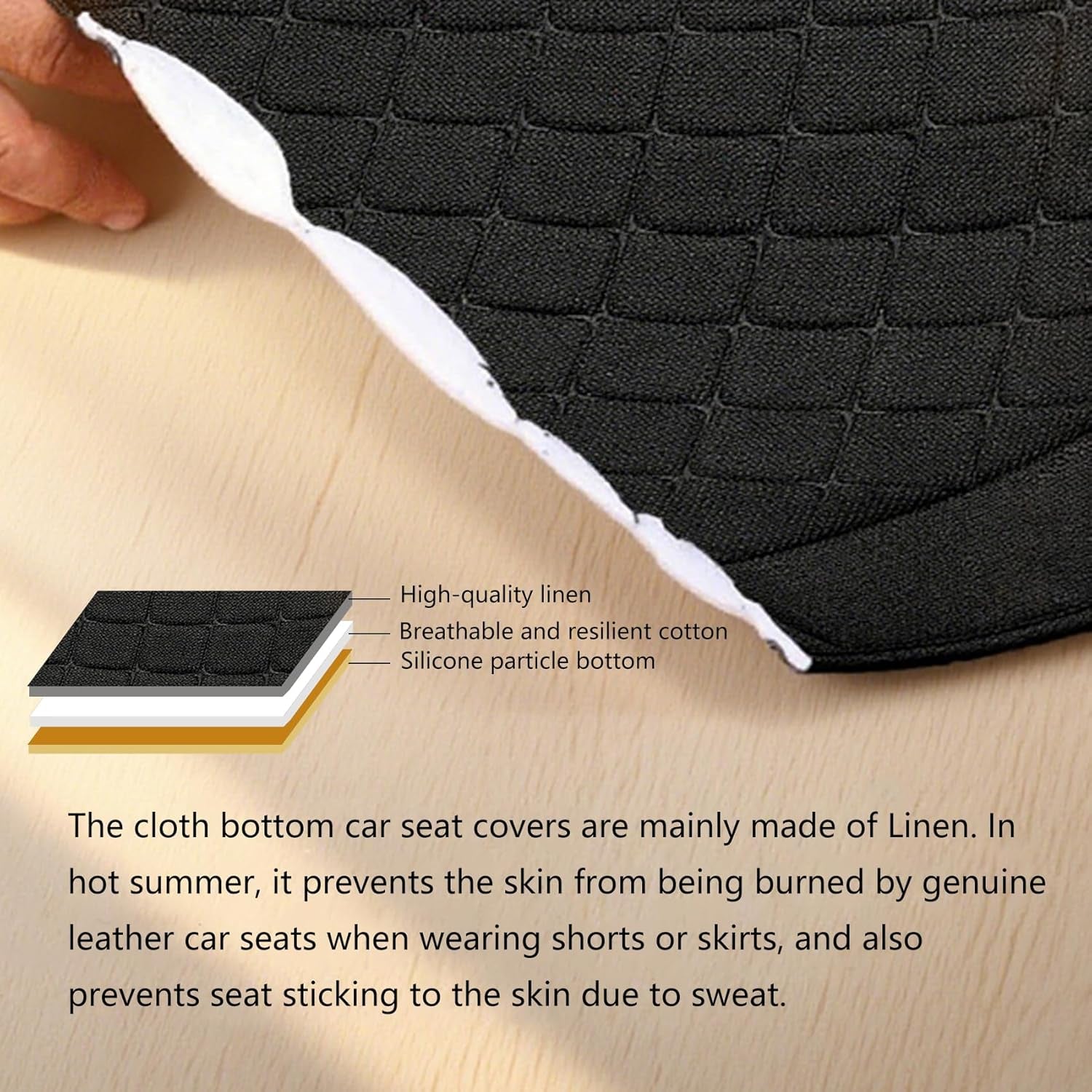 Car Seat Cover,Bottom Car Seat Covers,Front Seat Only, Cloth Fabric Wrap around the Bottom,Breathable Car Seat Protector Fits 95% of Vehicles 1 Piece,Gray