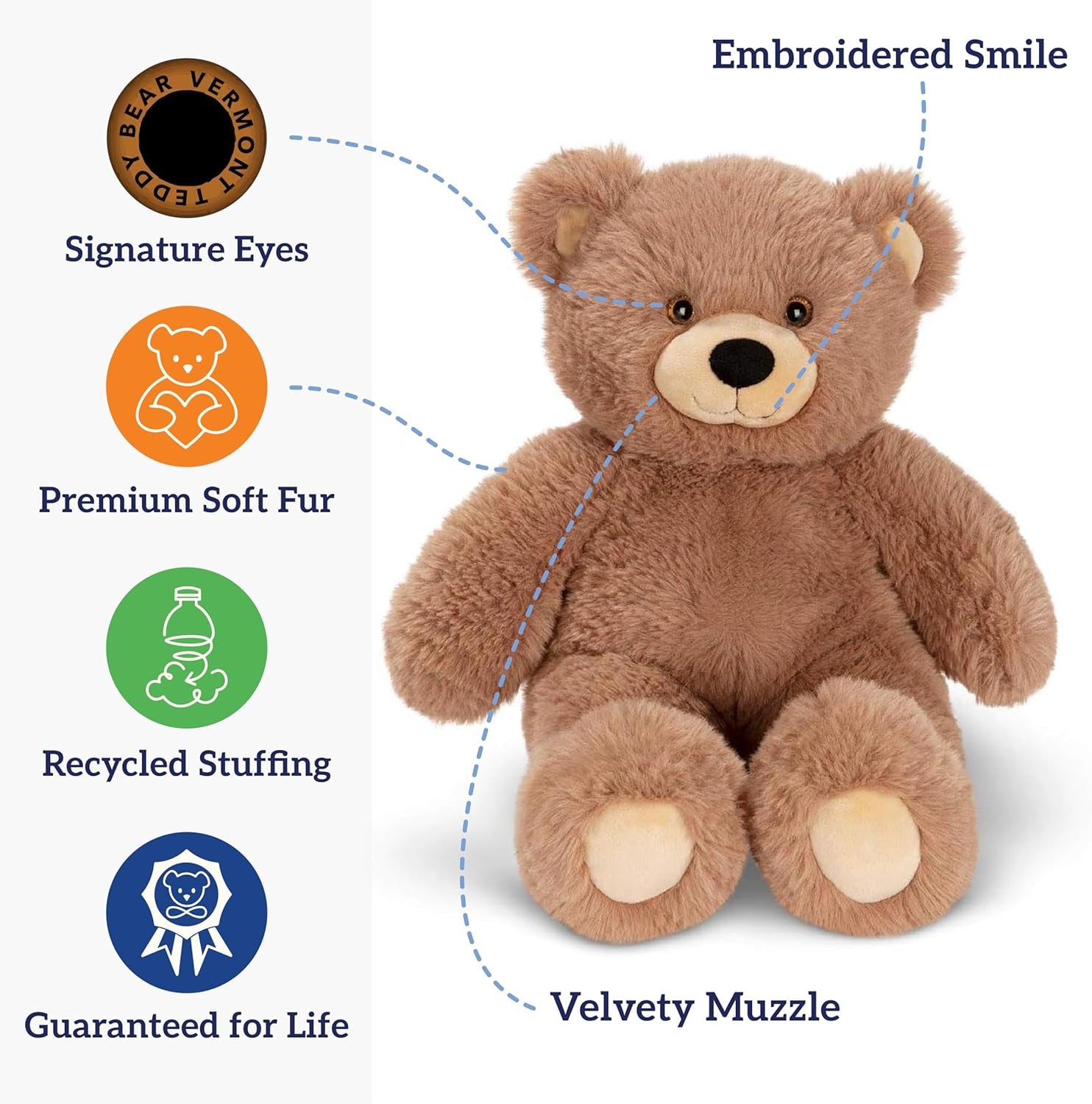 18 Inch Cuddly Soft Brown Bear | Soft Easter Teddy Bear Stuffed Animal | Cozy Plush for Sleeping | Romantic Gift Teddy Bear for Girlfriend | Crafted in the USA