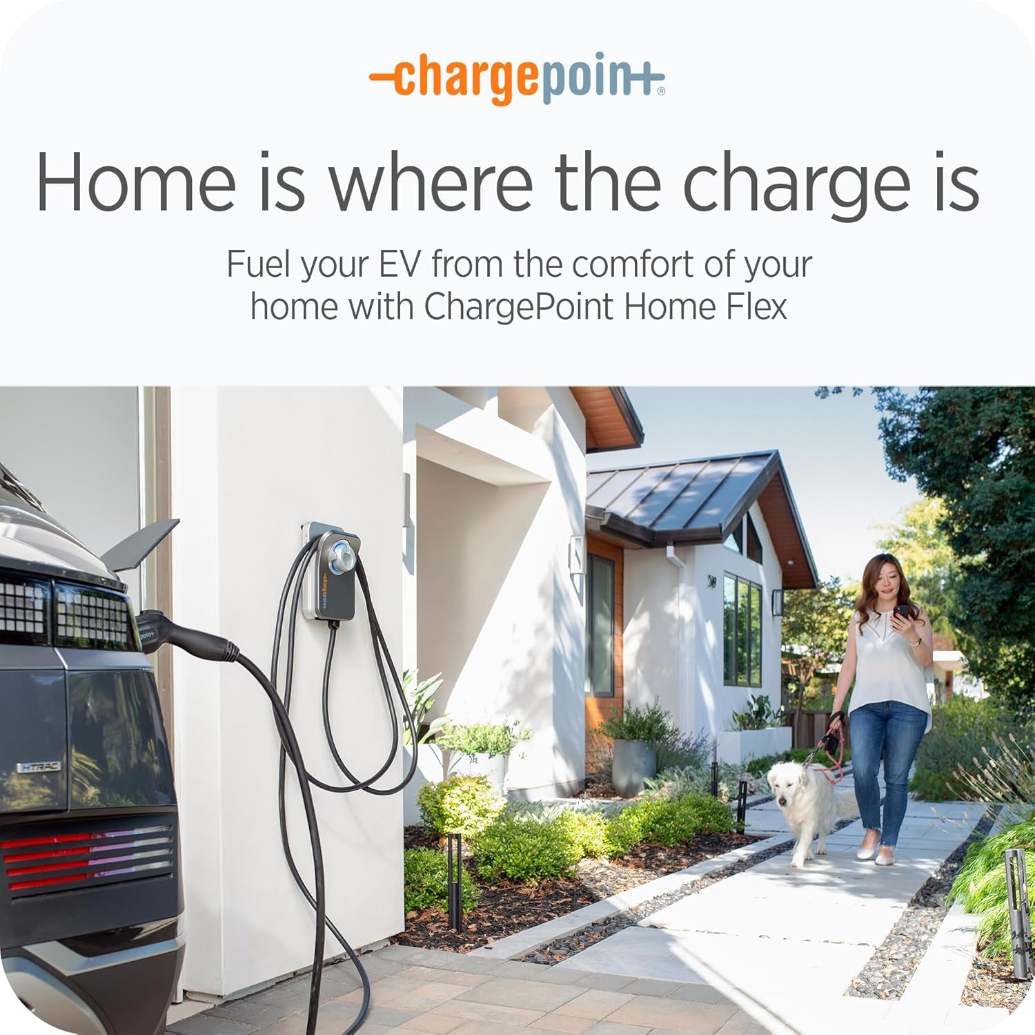 Level 2 240V Smart Home Flex Hardwire Outdoor Charging Station and Cable for 20-80A Circuit Breaker for Electric Cars, Gray