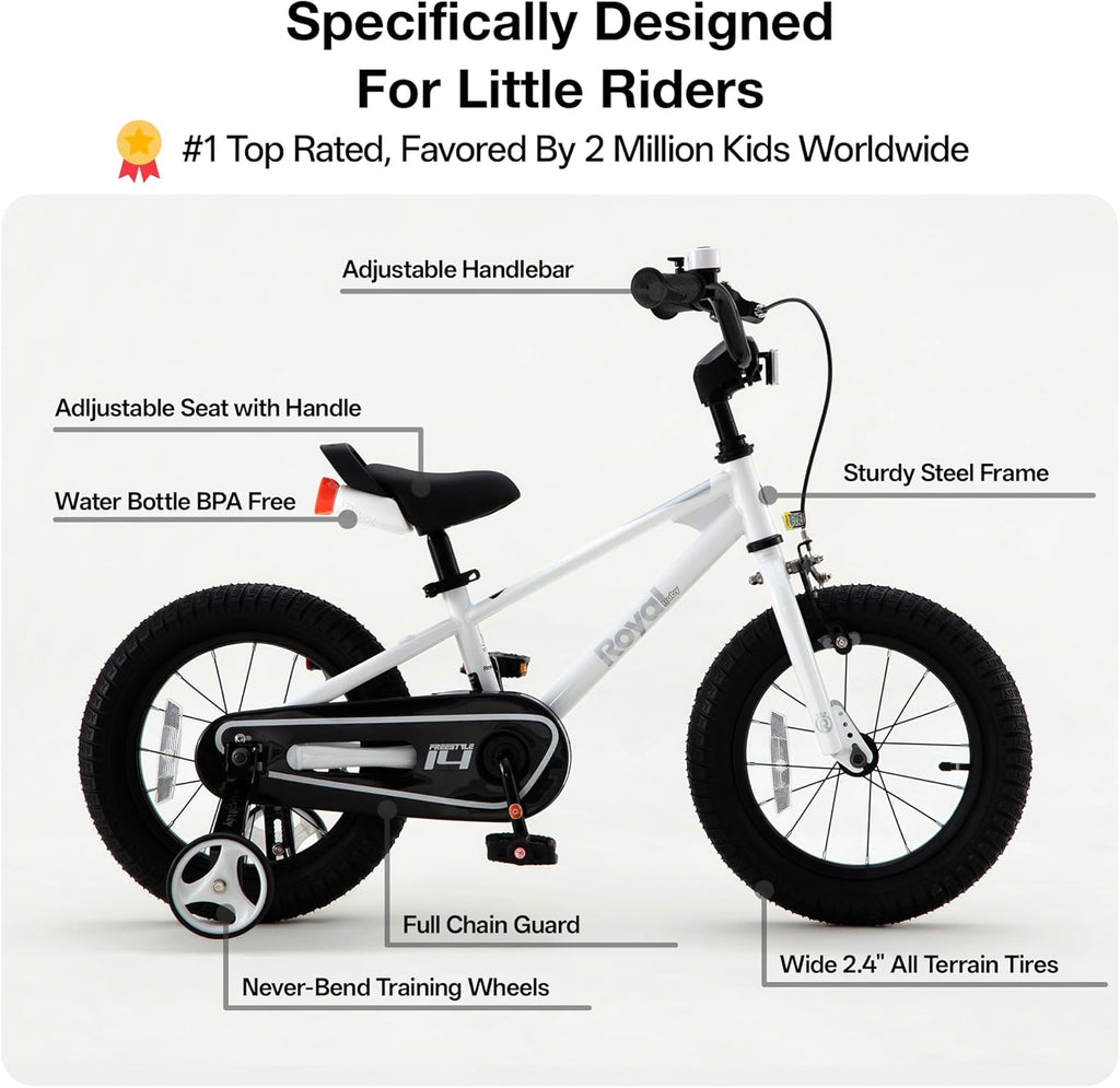Kids Bike Freestyle Classic 12 14 16 18 Inch Children Bicycle for Ages 3-10 Years Toddler to Big Kids