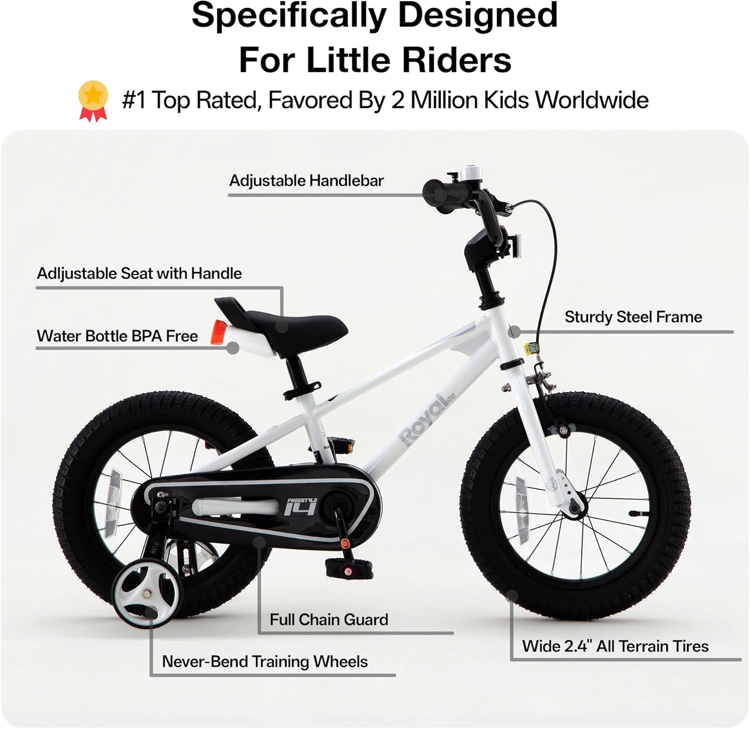 Kids Bike Freestyle Classic 12 14 16 18 Inch Children Bicycle for Ages 3-10 Years Toddler to Big Kids