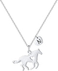 Easter Gifts for Kids Toddlers Teens - Easter Basket Stuffers Horse Necklace Gifts for Girls Horse Jewelry Necklaces Heart Initial Necklace Personalized Birthday Gift for Kids Teen Girl Women